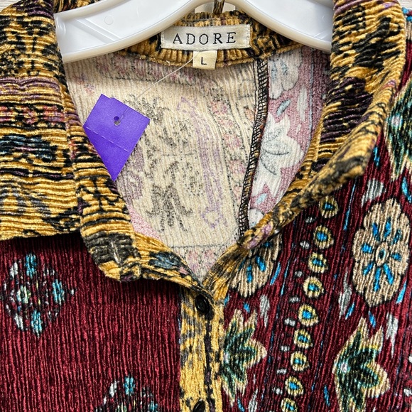 ADORE Bohemian Multicolor Long Sleeve Tunic Size L - Picture 3 of 8